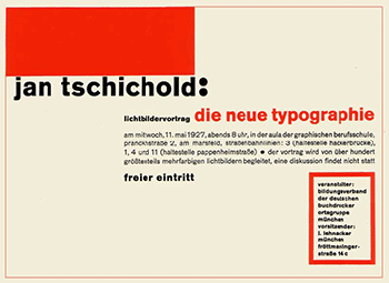 The New Typography exhibition poster. Shown at the MoMA, December 23, 2009–July 12, 2010, in the Leonard Dobbs Architecture and Design Gallery.